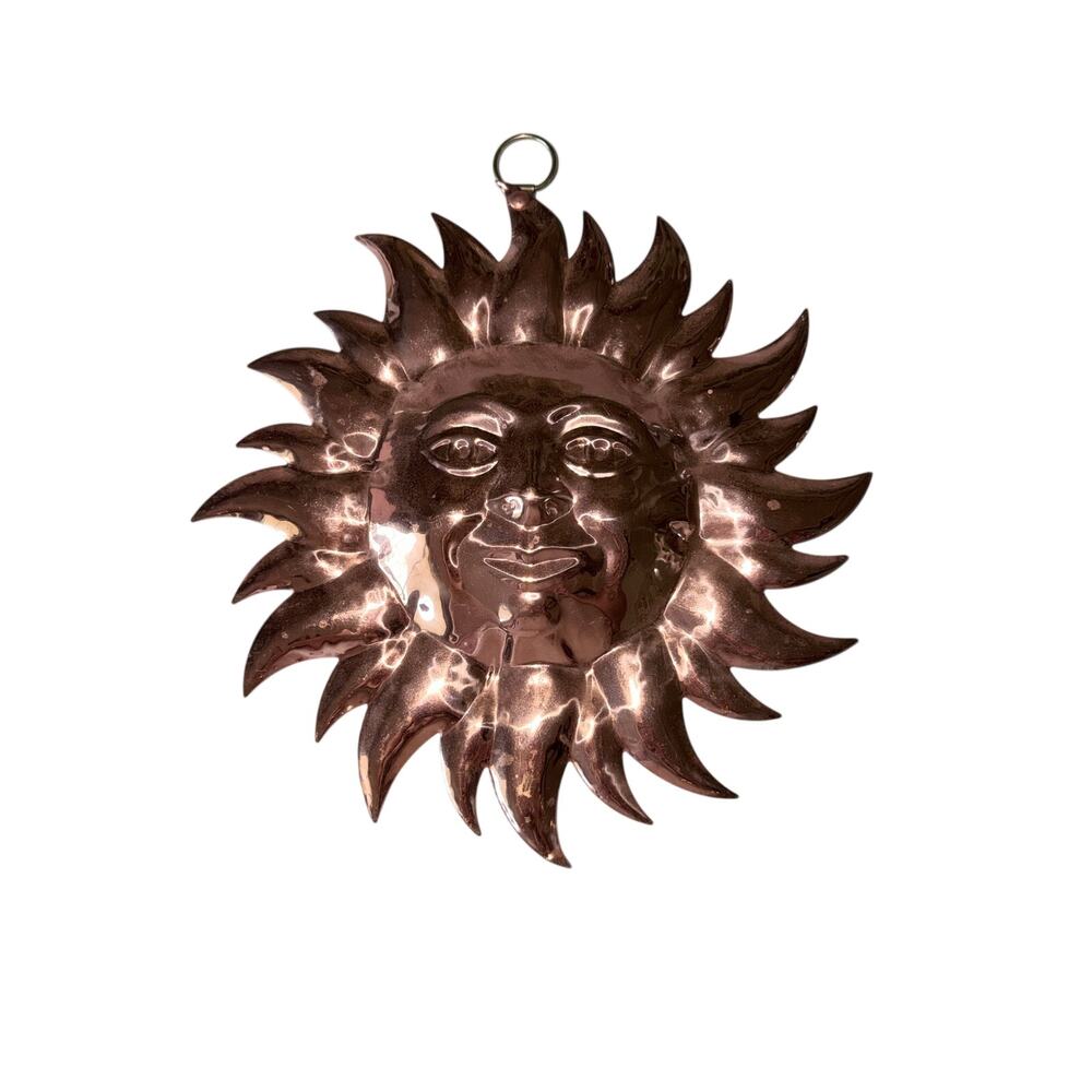 Copper colored metal celestial sun wall hanging tarot witchy whimsical magical